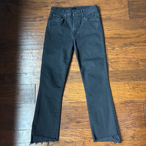 Mother Insider Crop Step Fray Jeans in Not Guilty Sz 28 Black - Picture 2 of 13